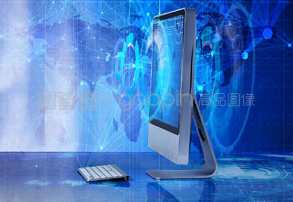 商業概念中的電腦屏幕 計算機網絡技術開發的界面與橋梁